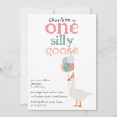 キッズワン間抜けグース1stかわいい誕生日パーティー 招待状 (正面)