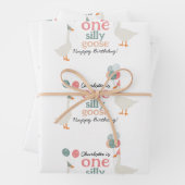 キッズワン間抜けグース1stかわいい誕生日名前をカスタムする ラッピングペーパーシート (インサイチュ)