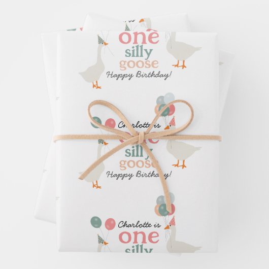 キッズワン間抜けグース1stかわいい誕生日名前をカスタムする ラッピングペーパーシート (インサイチュ)