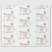 キッズワン間抜けグース1stかわいい誕生日名前をカスタムする ラッピングペーパー (フラット)