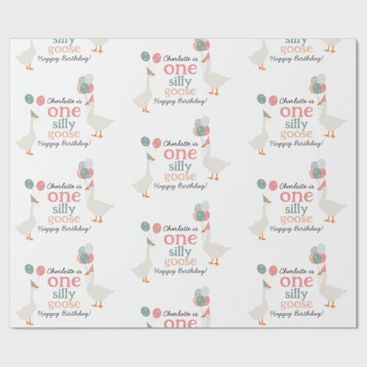 キッズワン間抜けグース1stかわいい誕生日名前をカスタムする ラッピングペーパー (フラット)