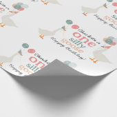 キッズワン間抜けグース1stかわいい誕生日名前をカスタムする ラッピングペーパー (角)