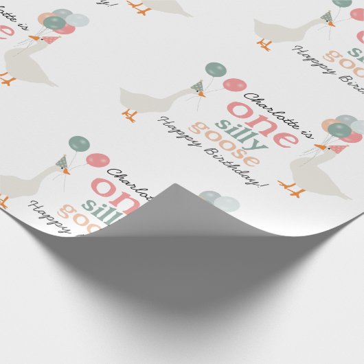 キッズワン間抜けグース1stかわいい誕生日名前をカスタムする ラッピングペーパー (角)