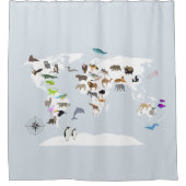 キッズワールドマップアニマル シャワーカーテン (正面)