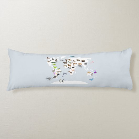 キッズワールドマップアニマル ボディピロー (正面)