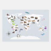 キッズワールドマップアニマル ラッピングペーパーシート (正面2)