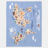 キッズワールド地図かわいお洒落い フリースブランケット (正面)