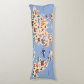 キッズワールド地図かわいお洒落い ボディピロー (正面縦)