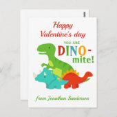 キッズヴァレンティーンズデイ恐竜ディノカラフルダニ ポストカード (正面/裏面)