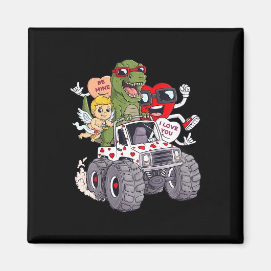 キッズヴァレンティーンデイハートTレックスキューピッドモンスタートゥウ マグネット (正面)