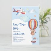 キッズヴィンテージ航空水の色の誕生日パーティー 招待状 (スタンド正面)