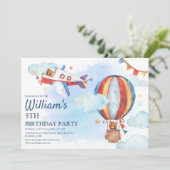 キッズヴィンテージ航空水の色の誕生日パーティー 招待状 (スタンド正面)