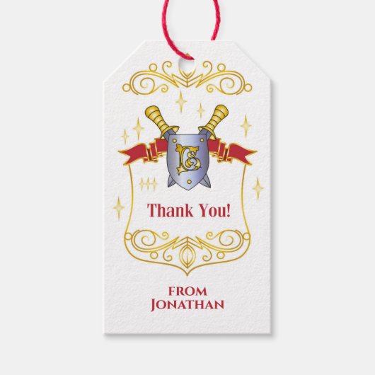 キッズ中世シールドと剣ギフトラベル ギフトタグ (正面)