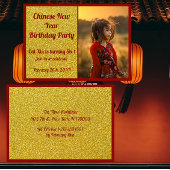 キッズ中国の年始誕生日招待状カード 招待状