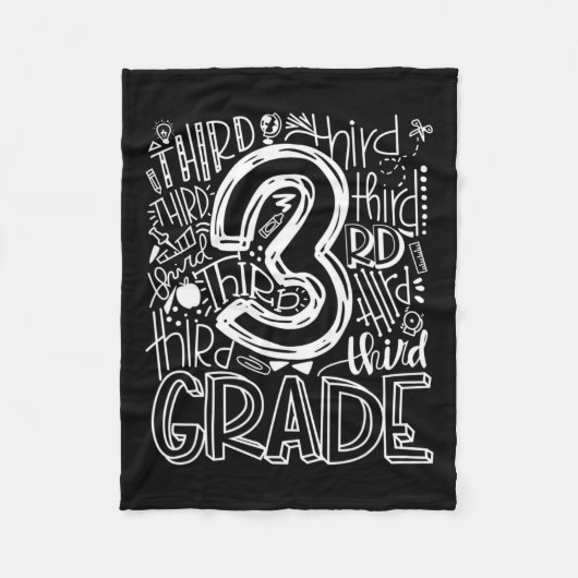 キッズ先生新学期第3級タイポージャ フリースブランケット (正面)