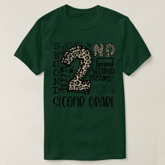 キッズ先生新学期2年生ヒョウT Tシャツ (デザイン正面)
