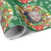 キッズ写真テンプレートクリスマスツリーオーナメントベビー ラッピングペーパー (ロールコーナー)