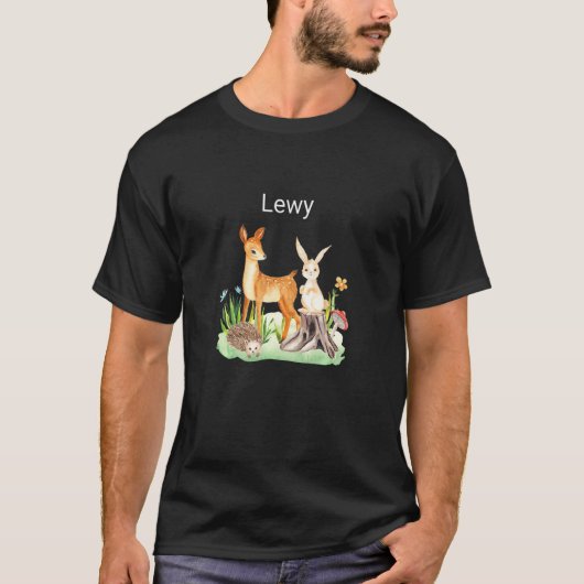 キッズ動物の鹿ウサギのハリネズミLewyプレミアム Tシャツ (正面)