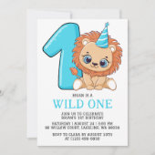 キッズ動物ジャングルの野生の1歳 招待状 (正面)