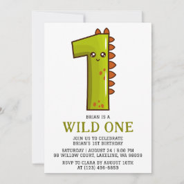 キッズ動物ジャングルの野生の1歳 招待状