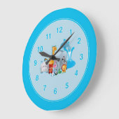 キッズ動物園の動物の壁時計 ラージ壁時計 (傾斜)