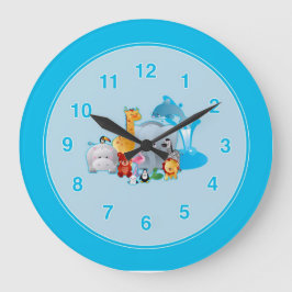 キッズ動物園の動物の壁時計 ラージ壁時計