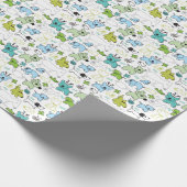 キッズ動物背景パターン ラッピングペーパー (角)