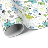 キッズ動物背景パターン ラッピングペーパー (ロールコーナー)