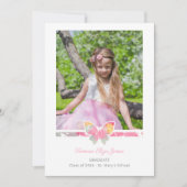 キッズ卒業式バタフライカラフル写真 招待状 (正面)