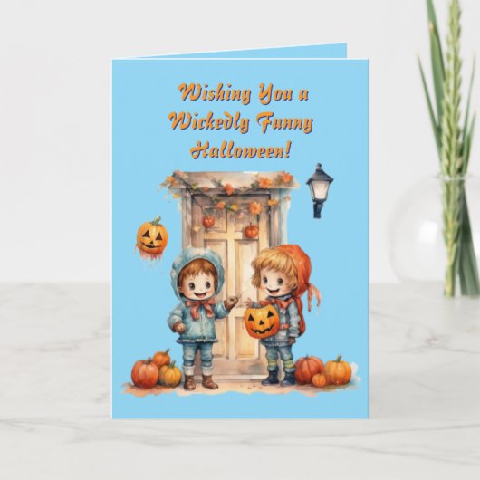 キッズ可愛いおもしろい写真モダンハロウィーンカード カード (正面)