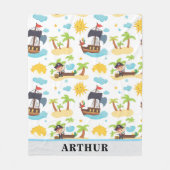 キッズ可愛いパーソナライズされた海賊船パターン毛布 フリースブランケット (正面)