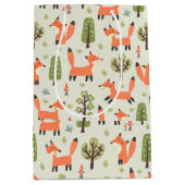 キッズ可愛い遊キツネランニングズの森 ミディアムペーパーバッグ (正面)