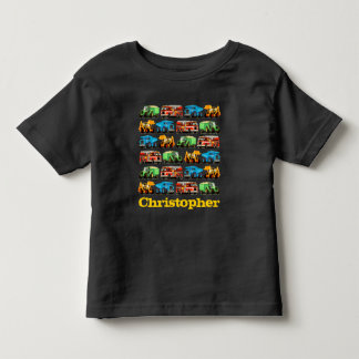 キッズ名前をカスタムする建築トラックパターン トドラーTシャツ