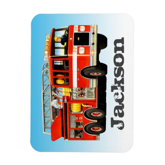 キッズ名前をカスタムする消防車パーティー マグネット (縦)