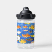 キッズ名前をカスタムする魚をテーマにした海 ウォーターボトル (背面)