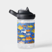 キッズ名前をカスタムする魚をテーマにした海 ウォーターボトル (右面)