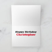 キッズ名前をカスタムする、赤い消防車、誕生3周年おめでとう カード (内部)