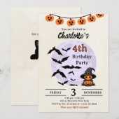 キッズ向けハロウィン 誕生日招待状 招待状 (正面/裏面)