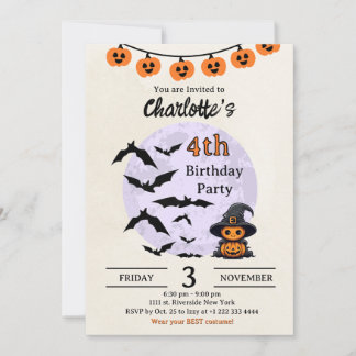 キッズ向けハロウィン 誕生日招待状 招待状