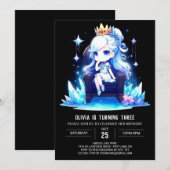 キッズ威厳のあるプリンセス誕生日 招待状 (正面/裏面)