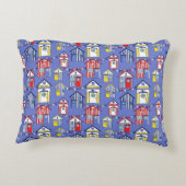 キッズ子供部屋レッドホワイトとブルービーチハッツプリント アクセントクッション (裏面)