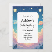 キッズ宇宙をテーマにした誕生日パーティー 招待状 (正面)