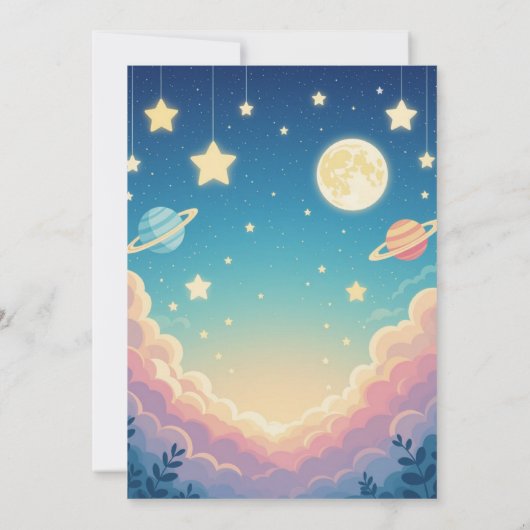 キッズ宇宙をテーマにした誕生日パーティー 招待状 (裏面)