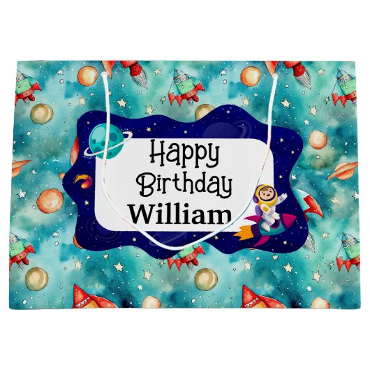 キッズ宇宙エクスプローラ ラージペーパーバッグ (正面)