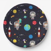 キッズ宇宙テーマパターン ペーパープレート (正面)