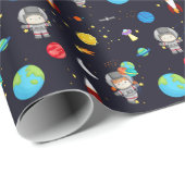 キッズ宇宙テーマパターン ラッピングペーパー (ロールコーナー)