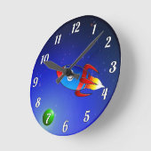 キッズ宇宙ロケット壁時計 ラウンド壁時計 (傾斜)