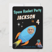 キッズ宇宙ロケット誕生日 招待状 (正面)