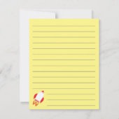 キッズ宇宙ロケット，かわいい平らな静止カードを船に乗せる サンキューカード (裏面)