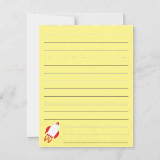 キッズ宇宙ロケット，かわいい平らな静止カードを船に乗せる サンキューカード (裏面)